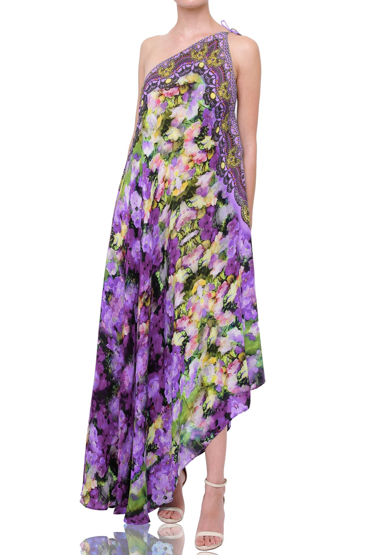 Floral Print 3 Way to Wear Maxi Dress in Purple