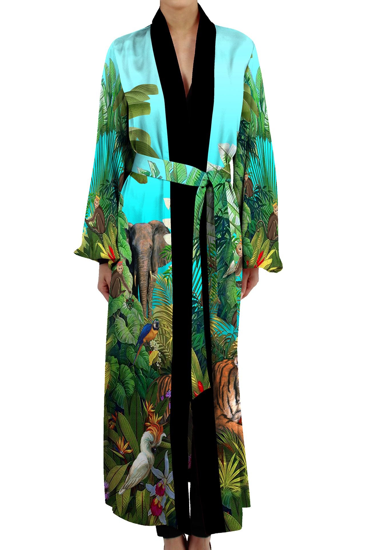 Jungle Print Kimono Robe Dress
