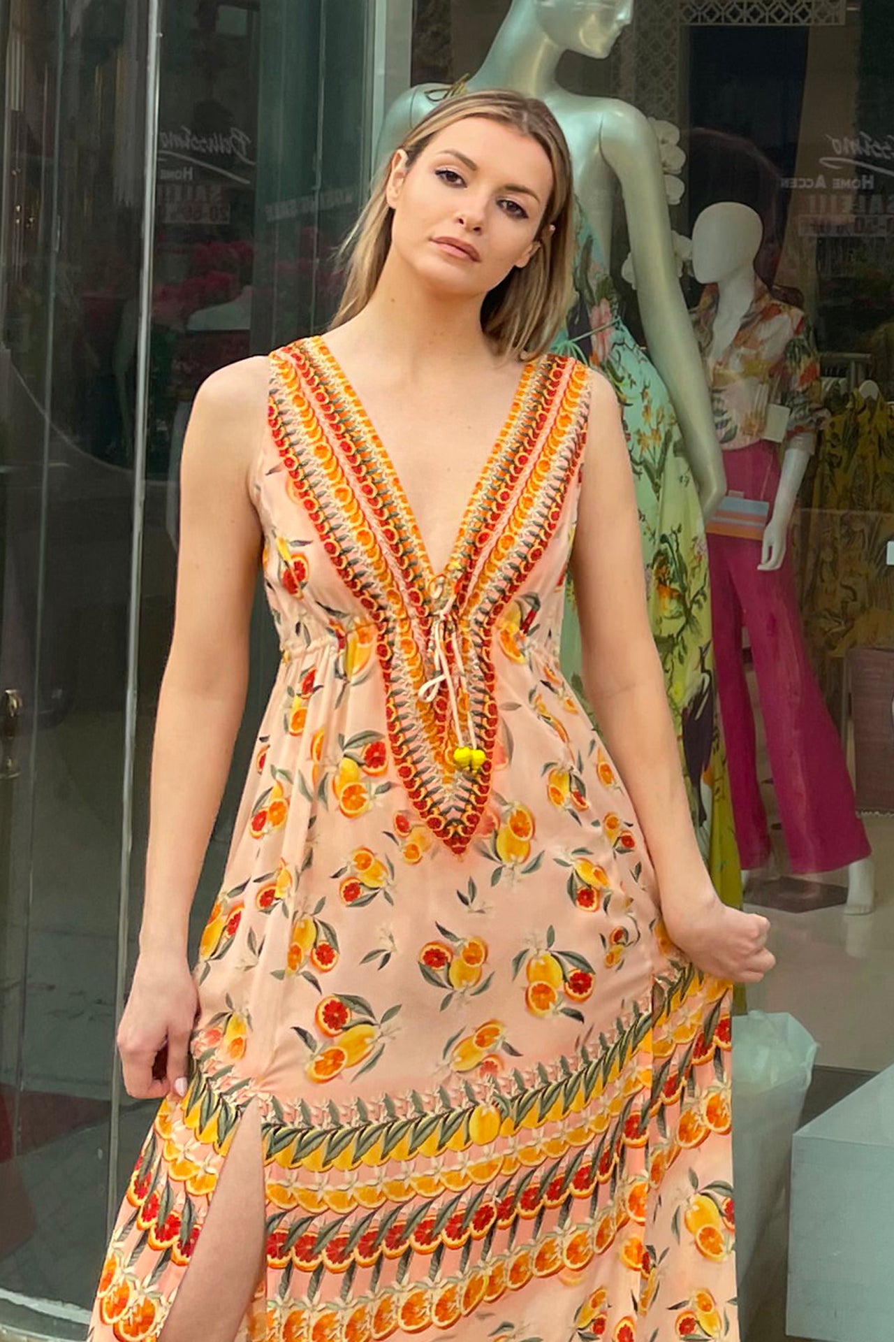V Neck Maxi Dress in Yellow