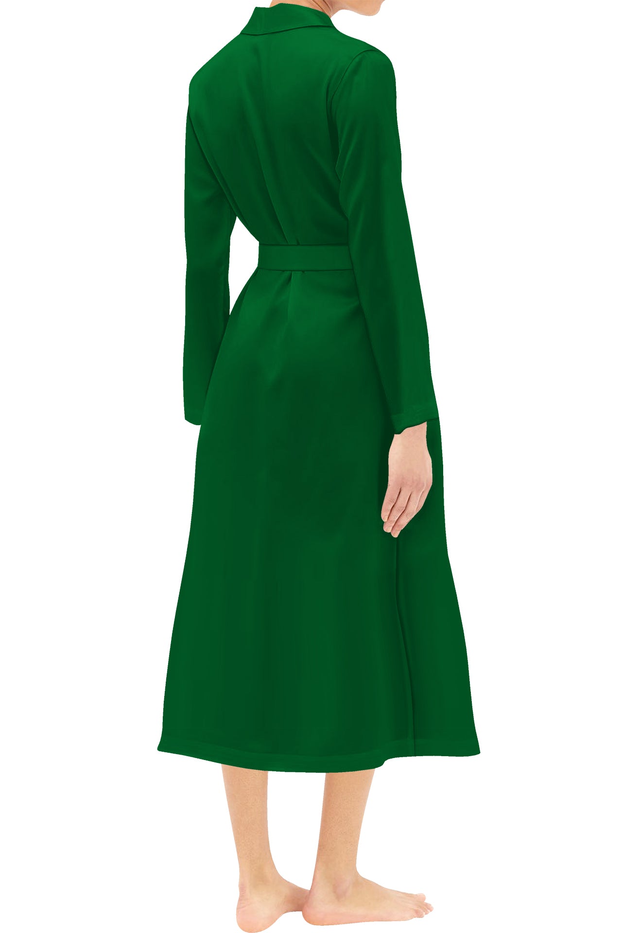 Green Midi Length Wrap Dress Made with Vegan Silk
