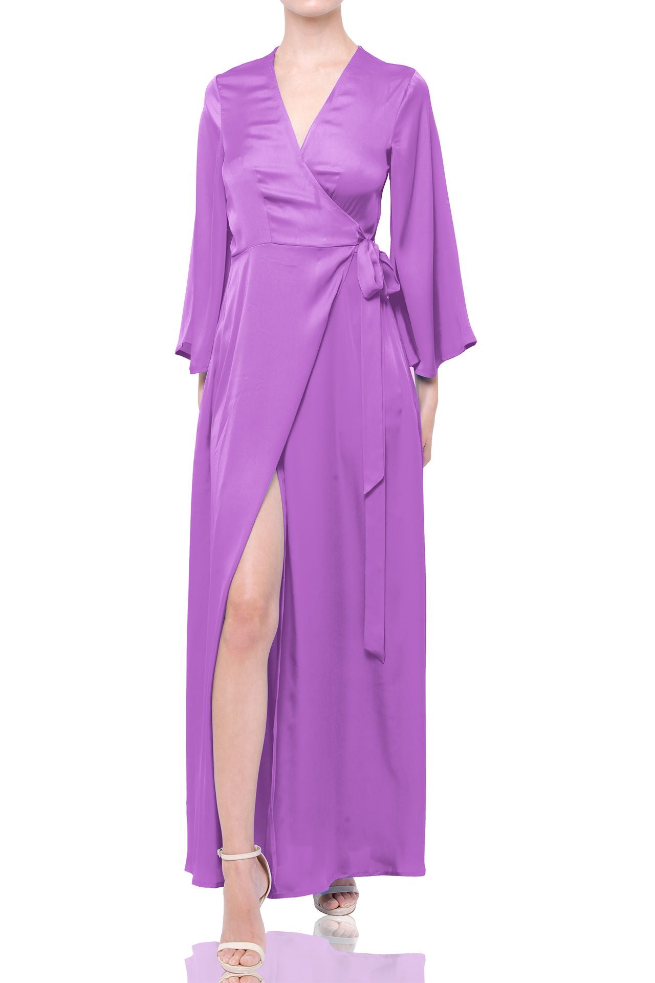 Sustainable Silk Wrap Dress in African Violet