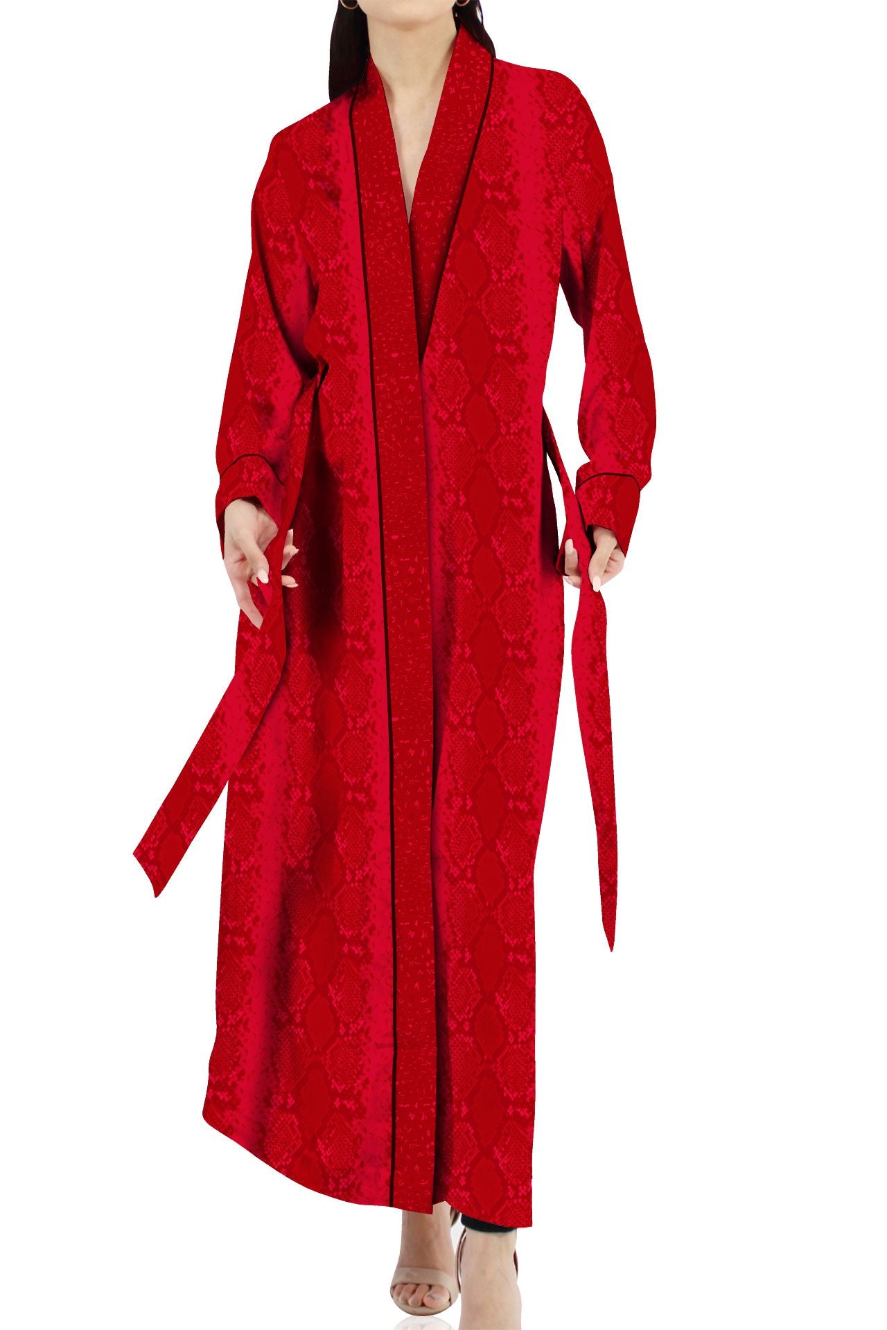 Biodegradable  Sustainable Silk  Long Robe Dress in Blood Stone