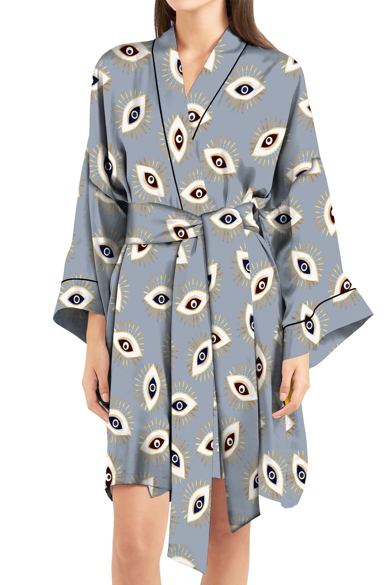 Made With Cupro Vegan Silk Kimono Robe In Short Length