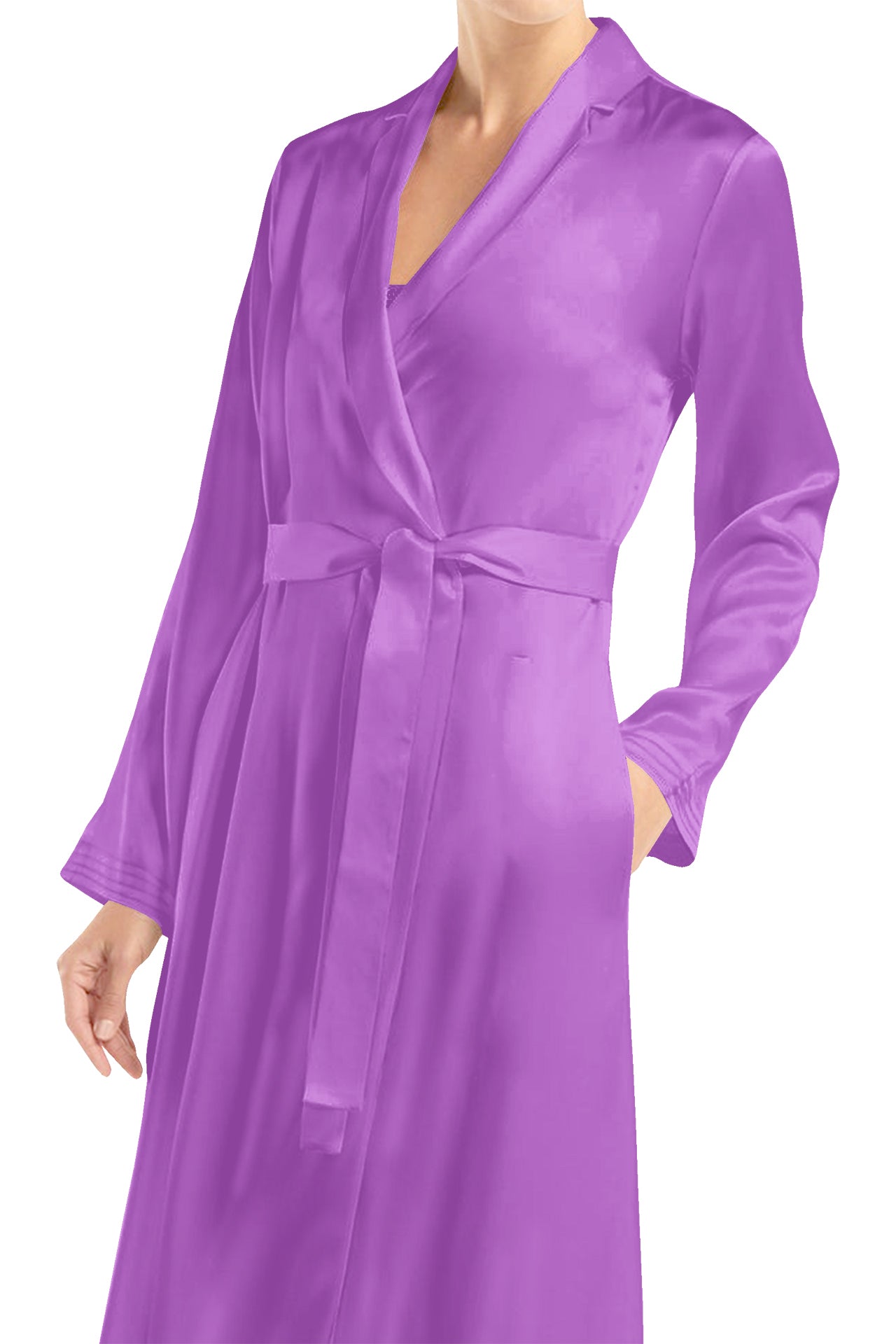 Midi Length Wrap Dress Made with Vegan Silk in African Violet