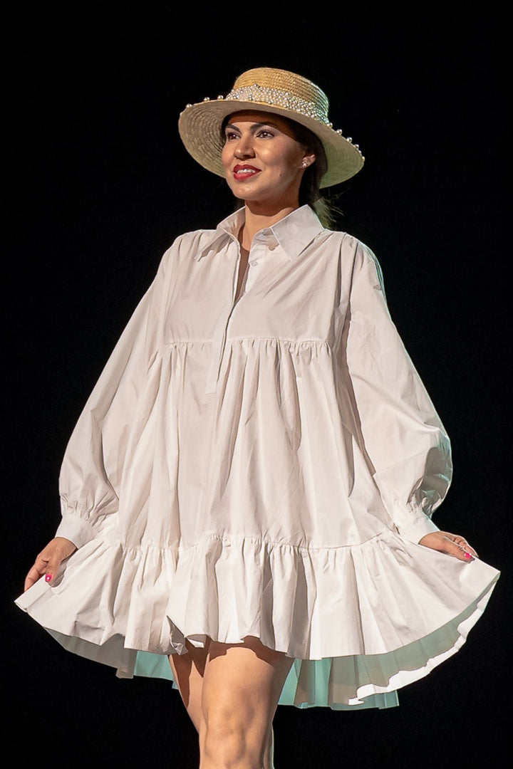Designer Short White Linen Short Dress S - M Designer Short White Linen Short Dress S - M