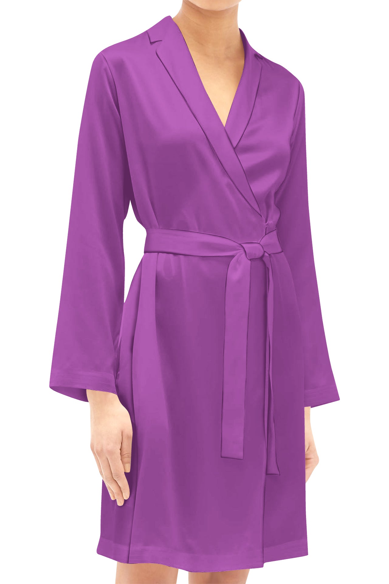 Made With Organic Silk Mini Length Wrap Dress in Solid