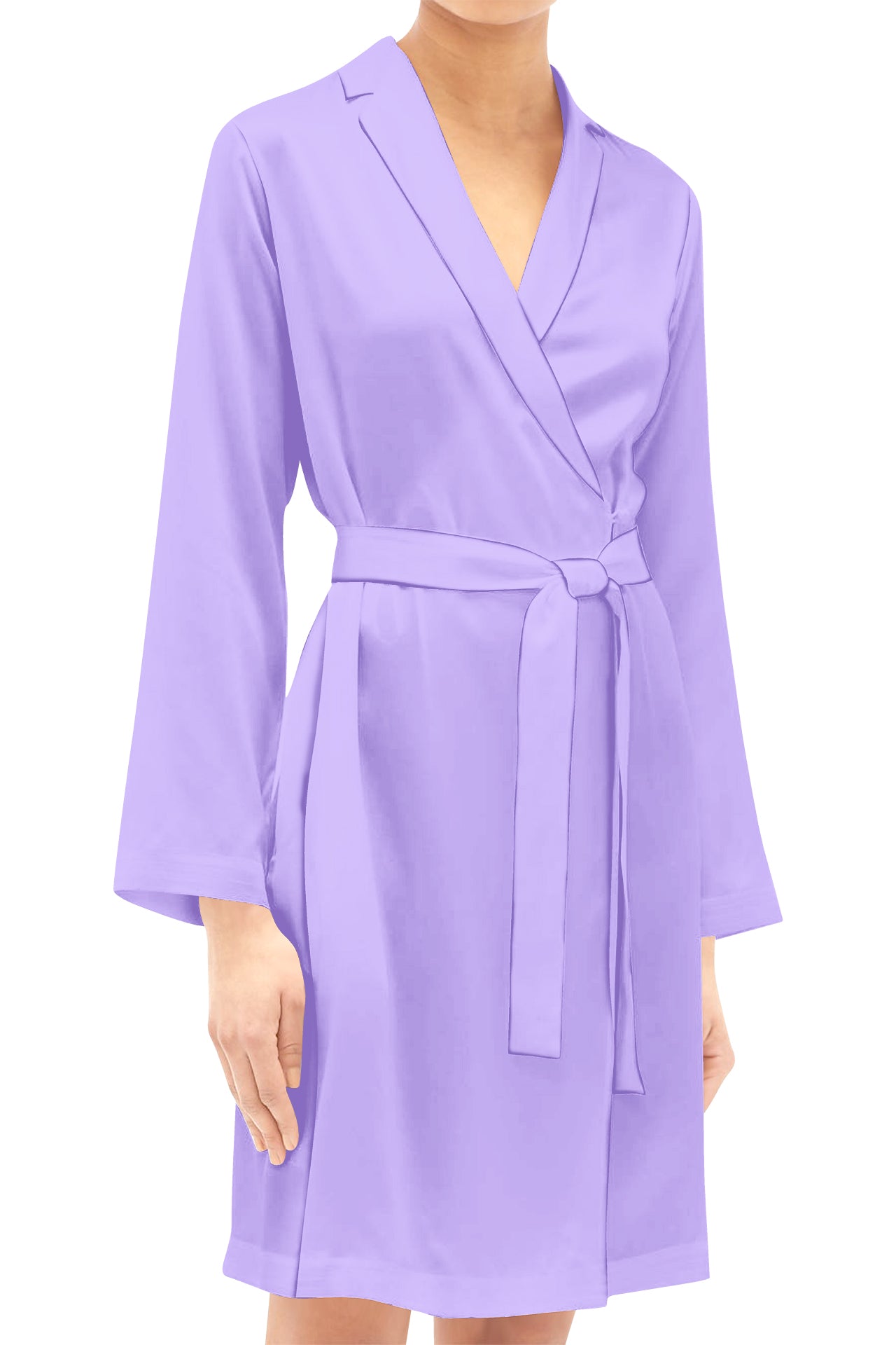 Made With Vegan Silk Mini Length Wrap Dress in Digital Lavender