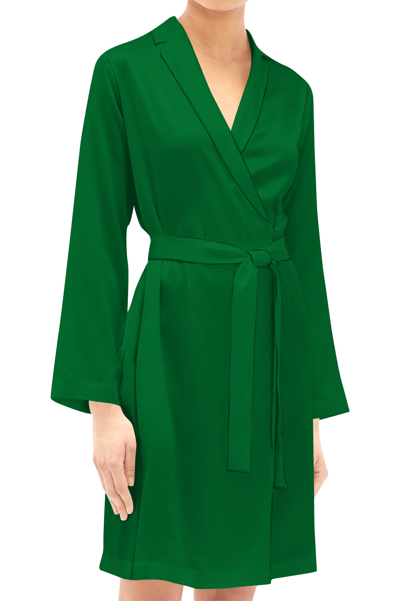 Short Length Wrap Dress Made with Cupro in Green