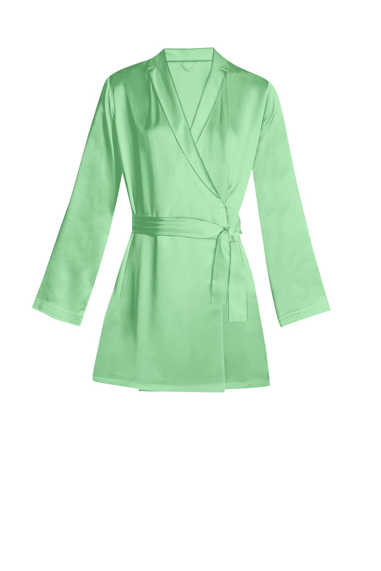 Made with Cupro in Mint Short Length Wrap Dress