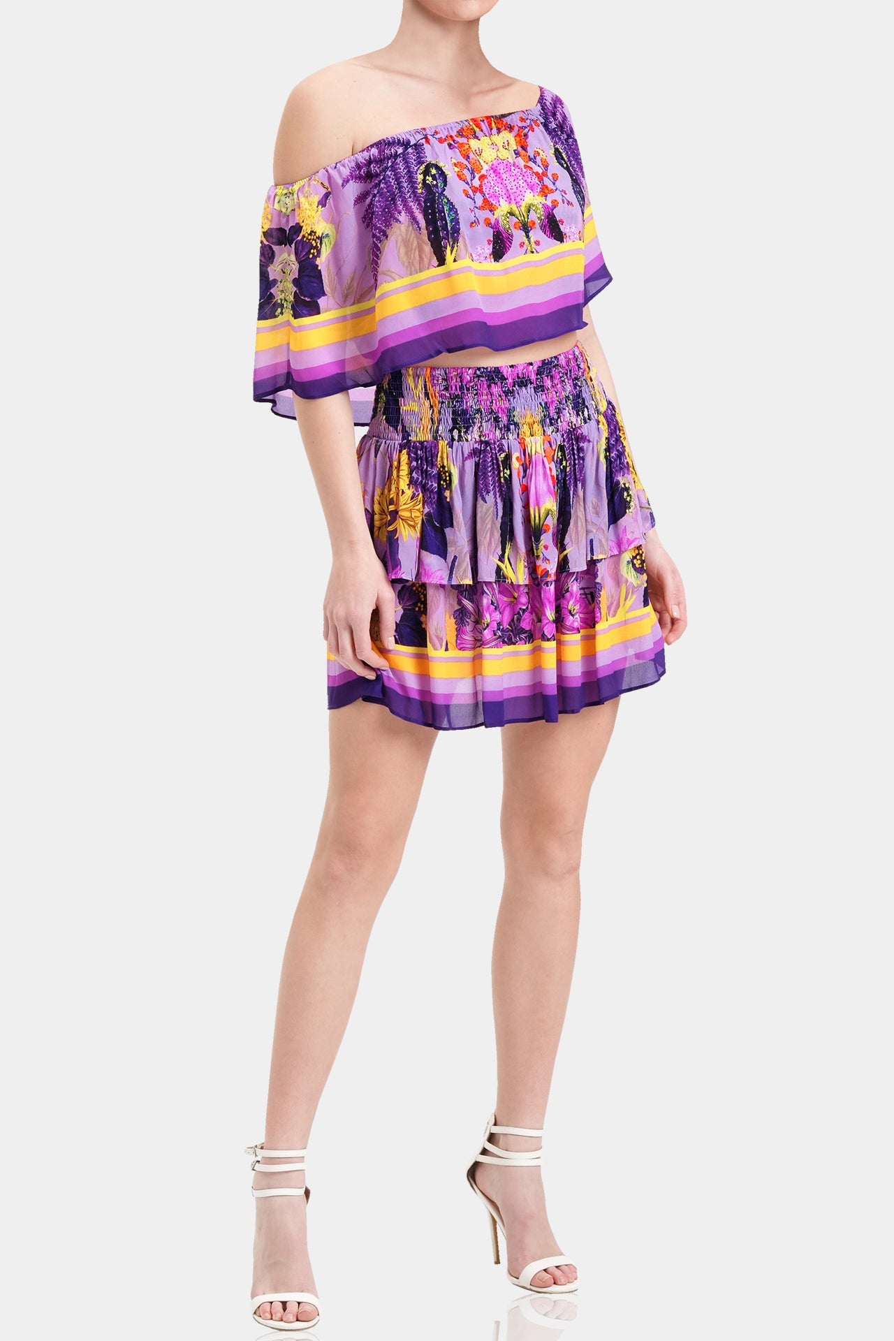 Ruffle Mini Skirt in Purple