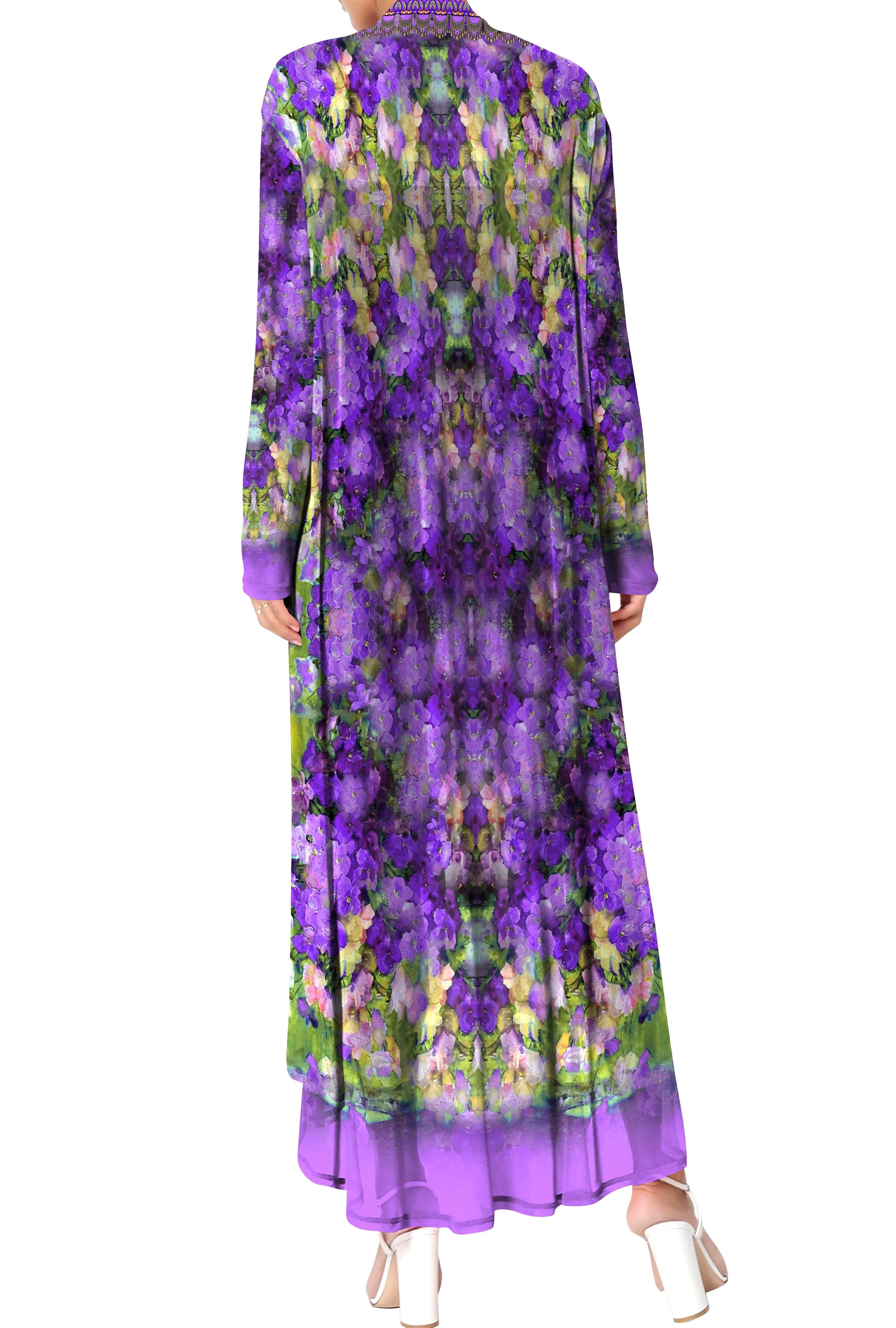 long duster dress Ana & Rose One Size Floral Gold Orange Beige Brown Long Maxi Duster Dress Women