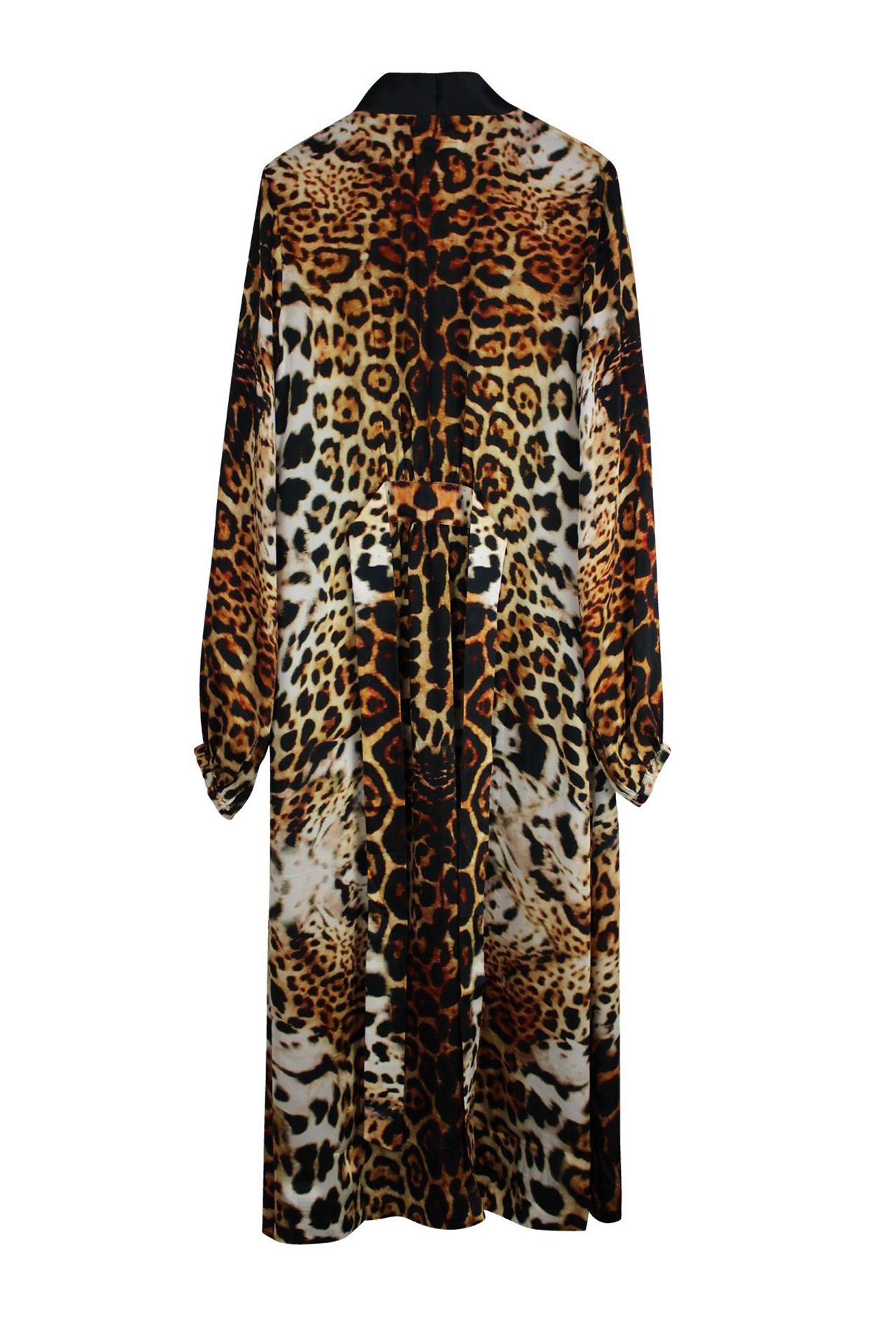 Jaguar Print Black Collar Robe