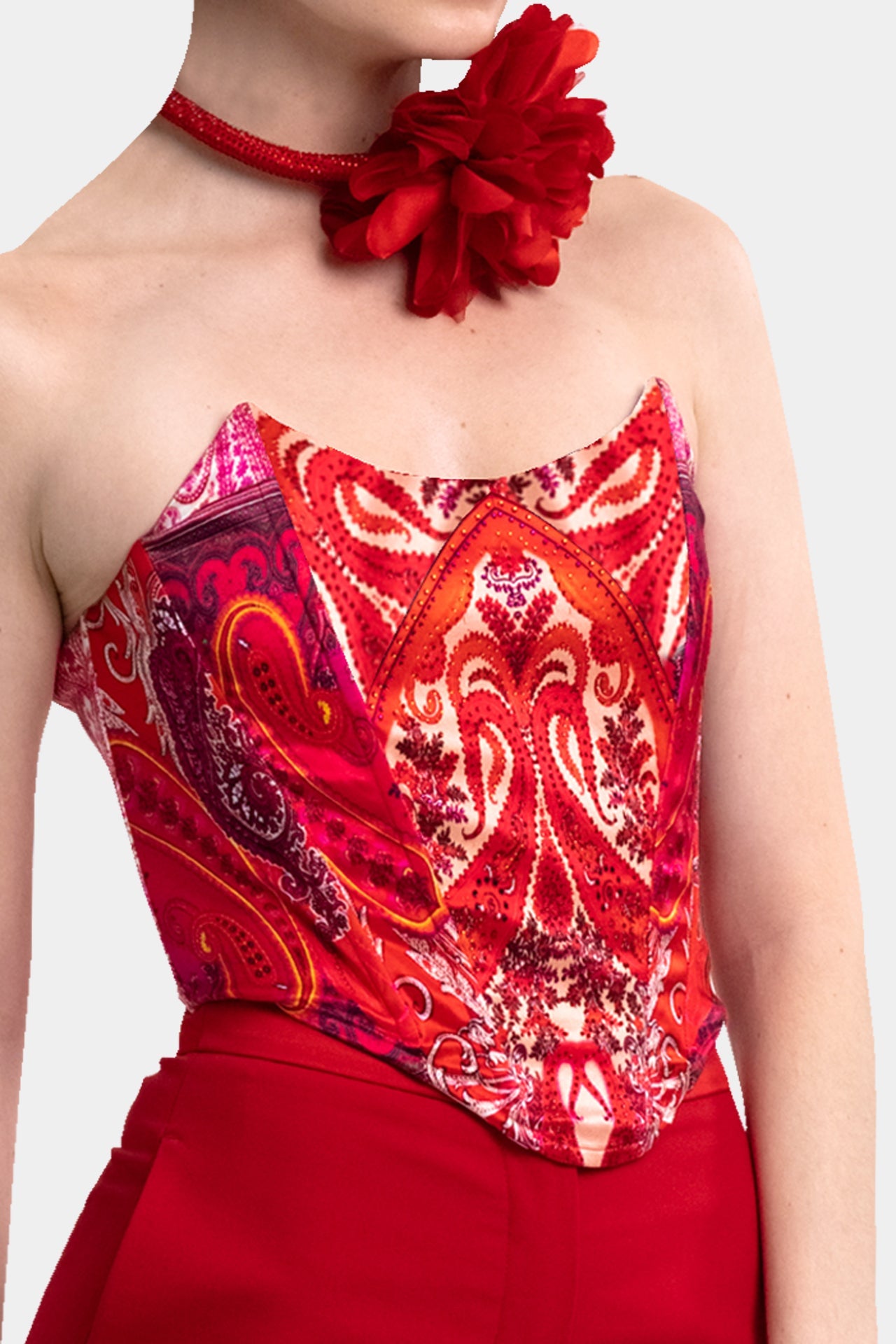 Stretch Jursey Bustier Corset Top in Red