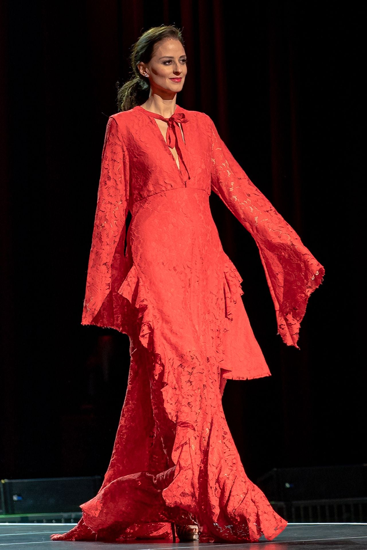 Designer Solid Red Maxi Dress