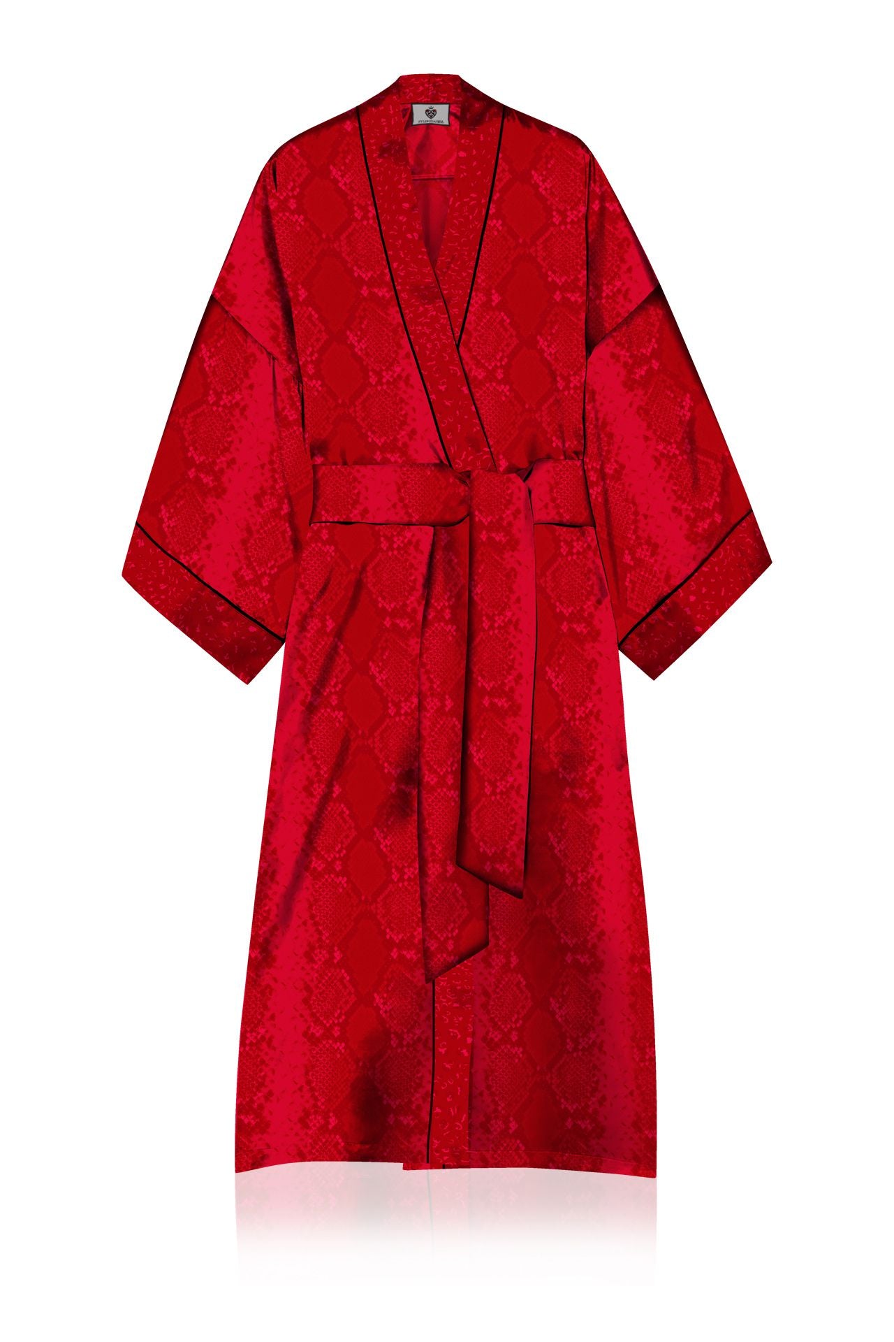Cupro Kimono Solid Blood Stone Robe in Midi Length