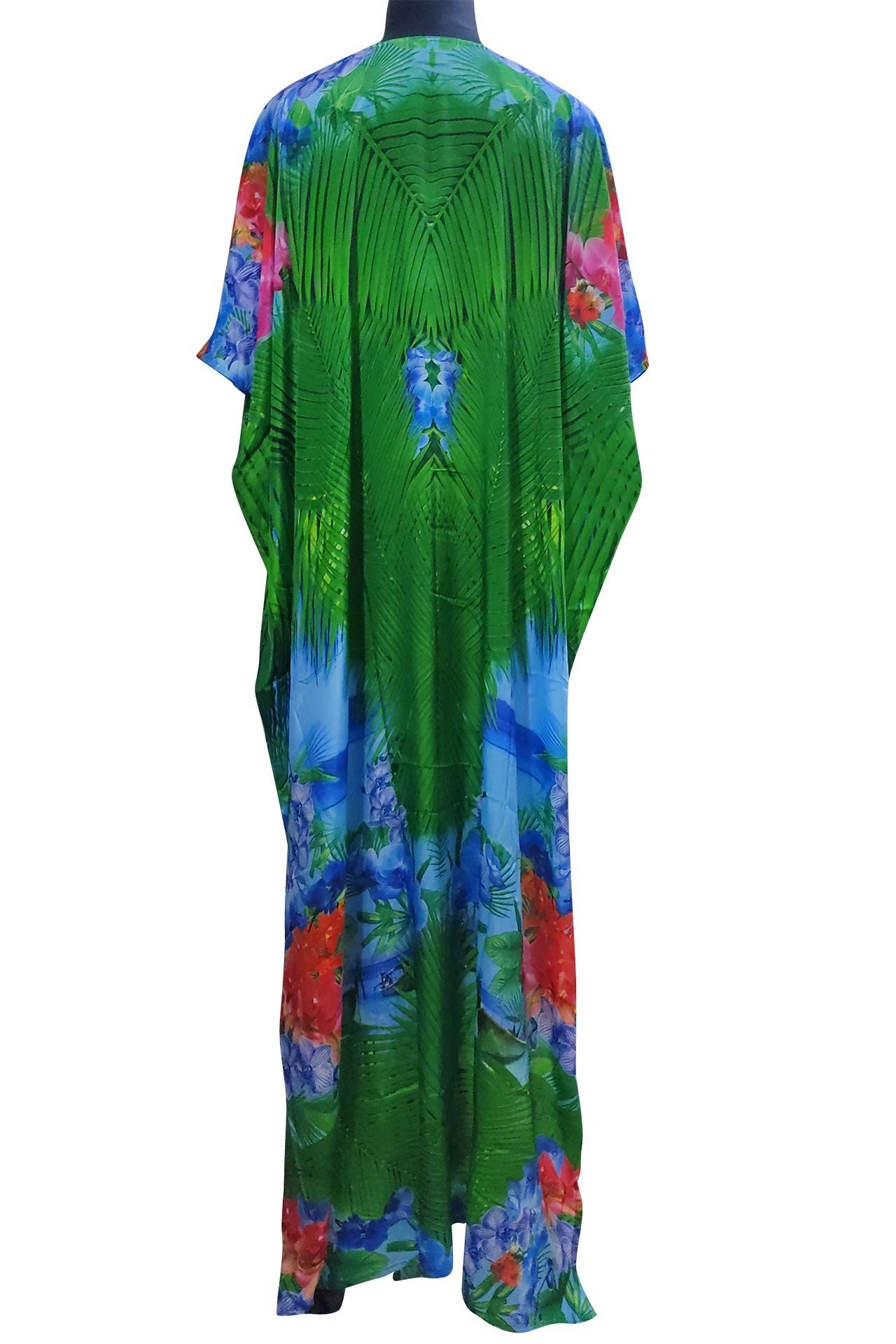 Printed Kaftan Dress in Green