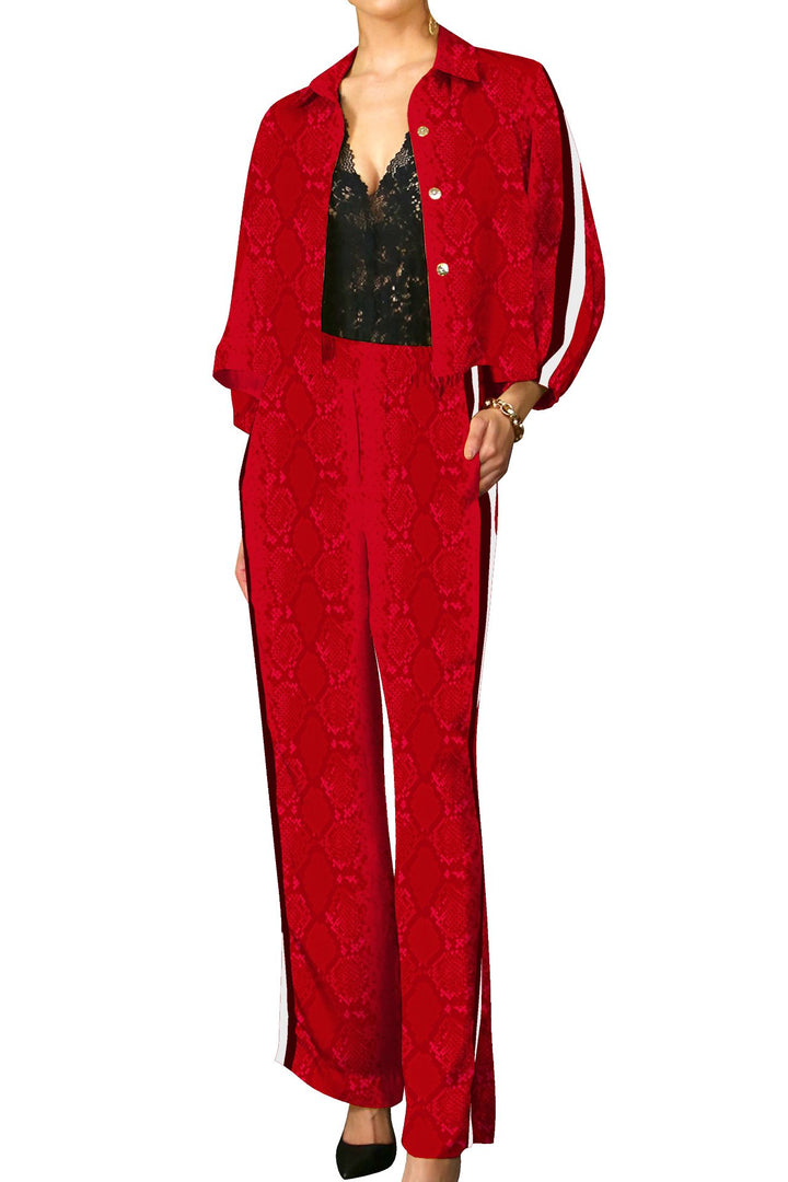 Kyle Richard, womens tracksuit, designer, blood stone, cupro, vegan silk, luxury, stylish, solid, eco friendly, fashion