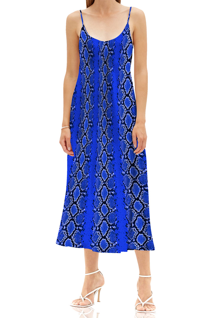 Made with Cupro Silk in Snake Print Midi Slip Violet Dress Kyle x Shahida Made with Cupro Silk in Snake Print Midi Slip Violet Dress Kyle x Shahida