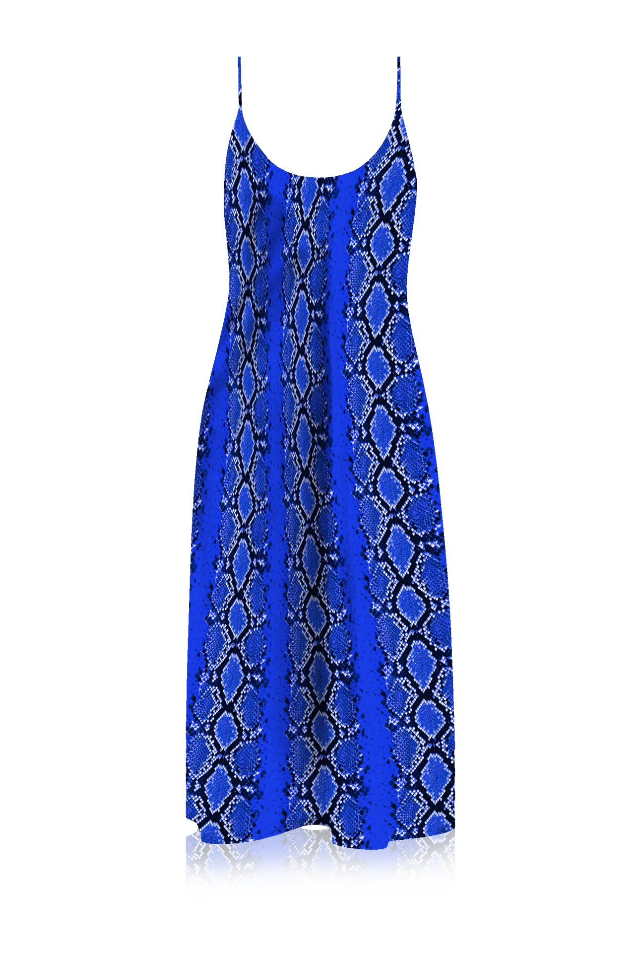 Made with Cupro Silk in Snake Print Midi Slip Violet Dress
