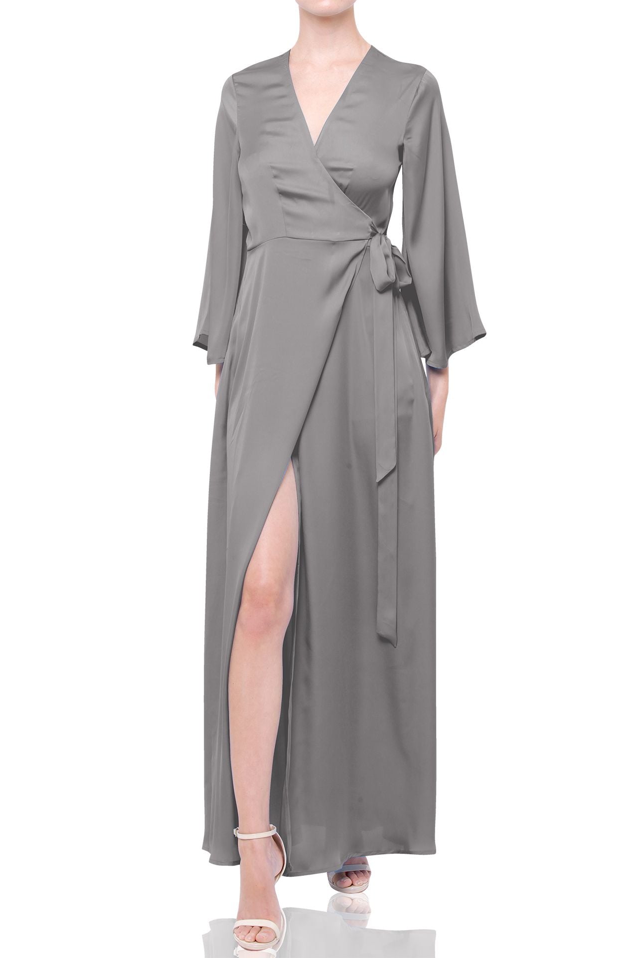 Full Sleeve Long Maxi Designer Wrap Dress