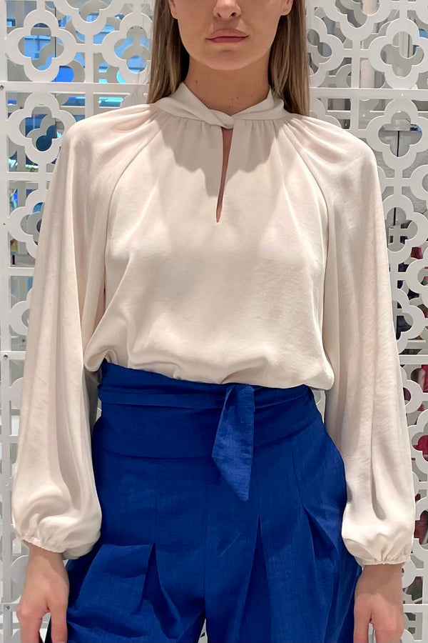 Silk viscose crepe White Top for Women