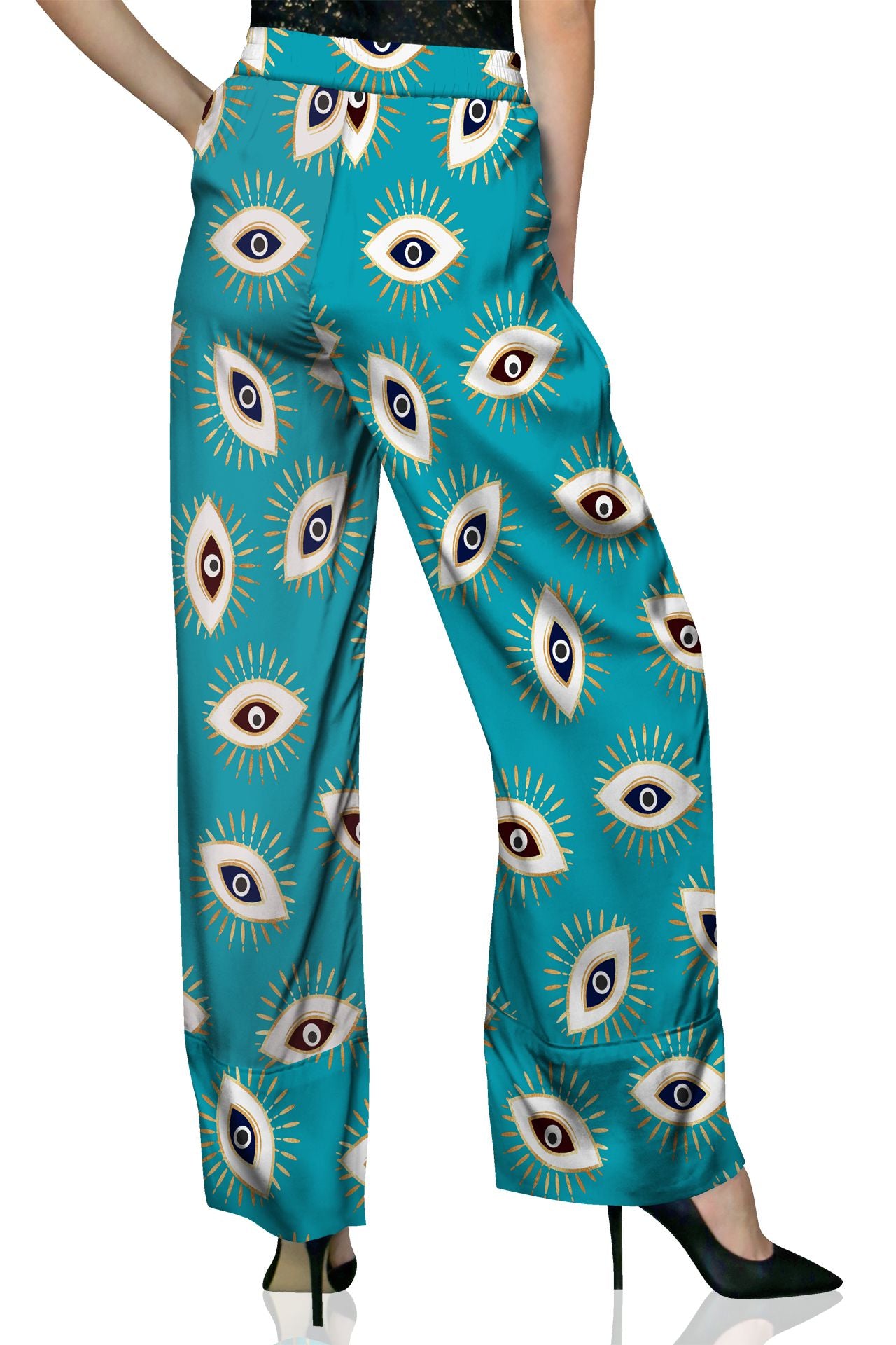 Evil Eye Aqua Print Pants