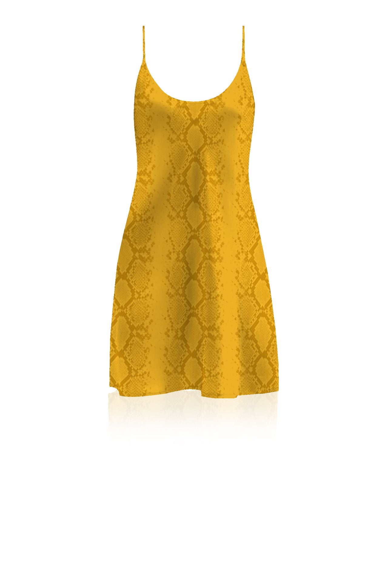 Vegan Silk  Mini Camisole Slip Dress In  Golden Cob