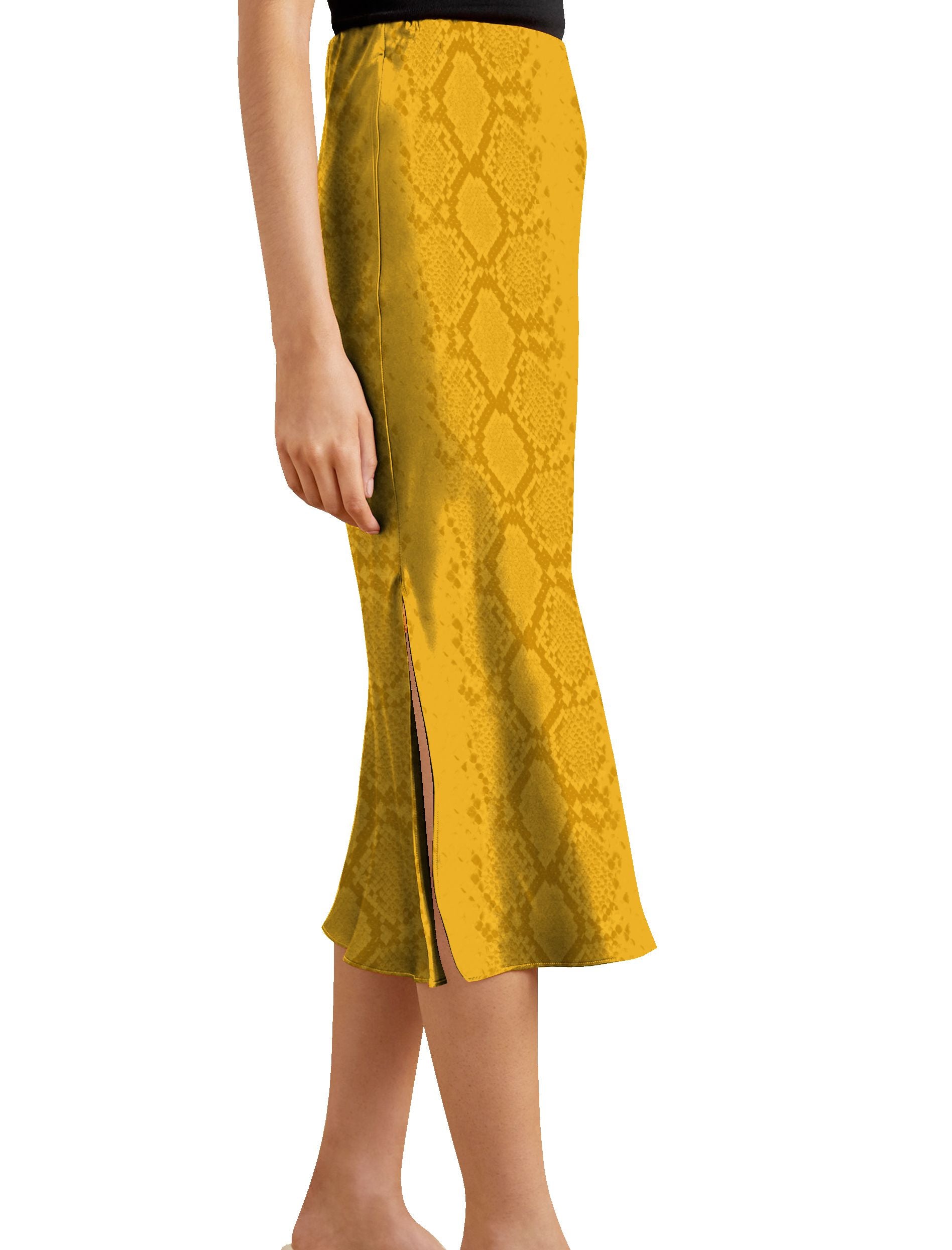 Vegan Silk Satin Mini Skirt In Golden Cob