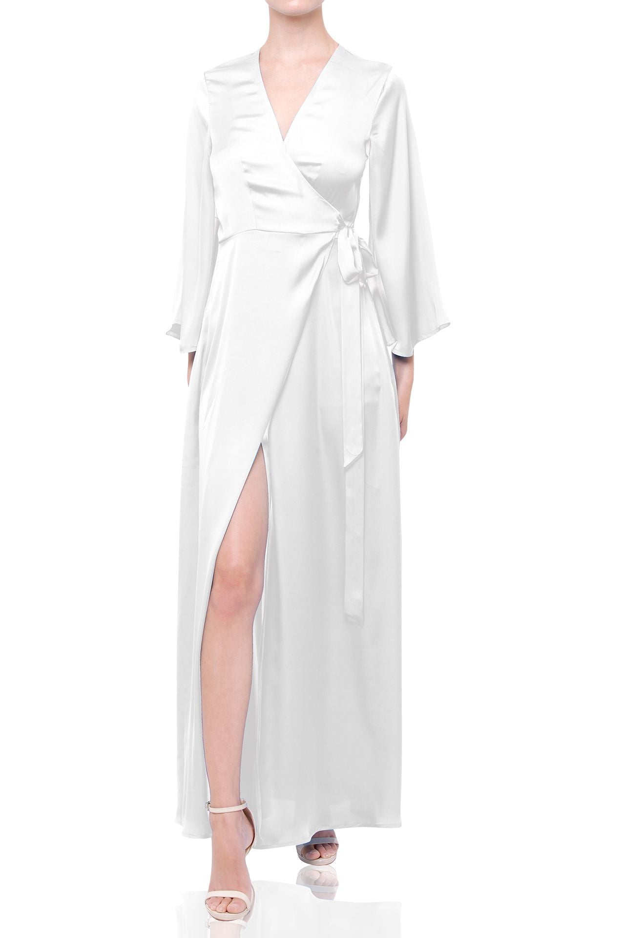 White Long Maxi Wrap Dress