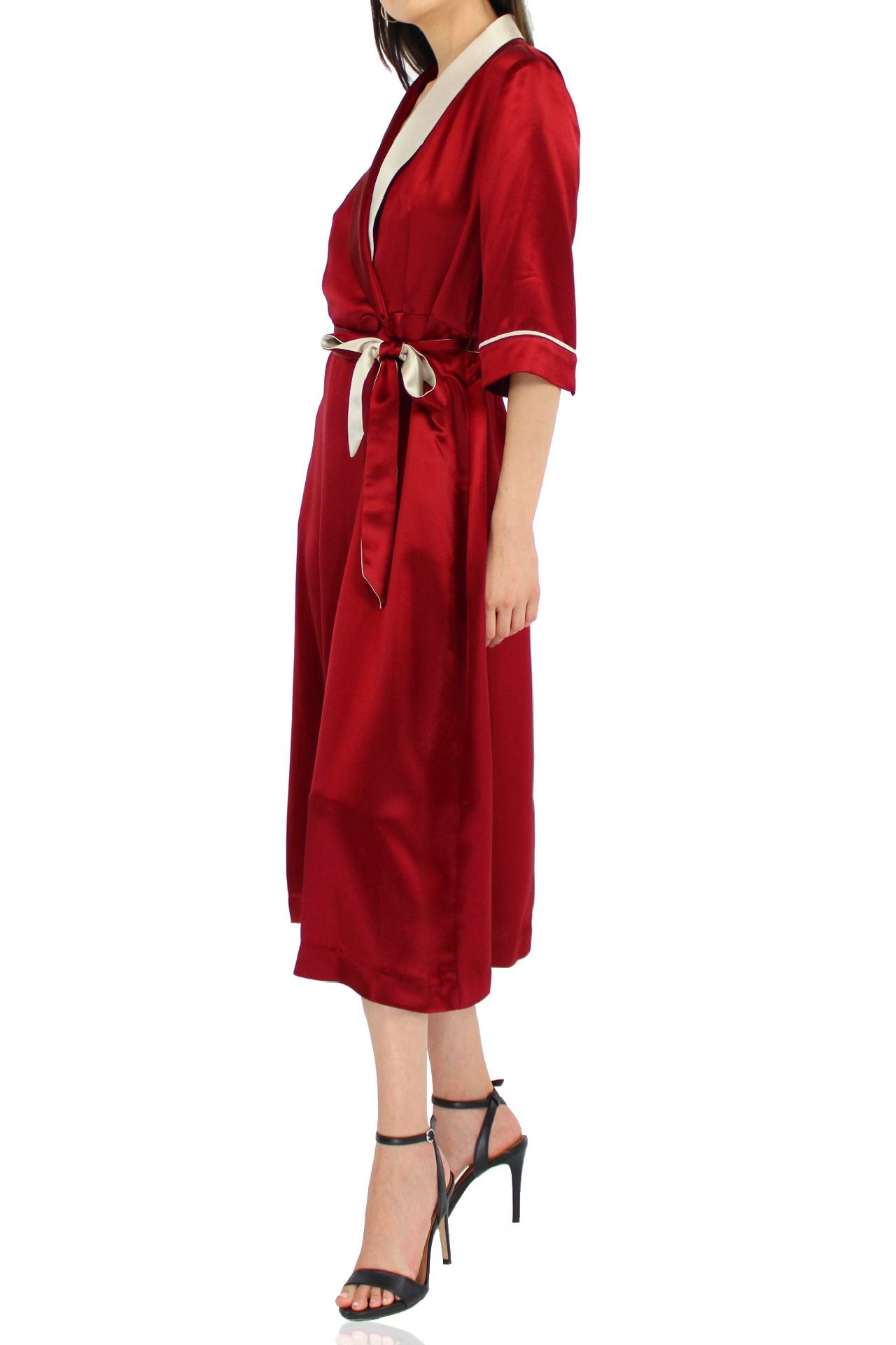 Women-Designer-Belted-Robe-Dress-In-Red-By-Kyle