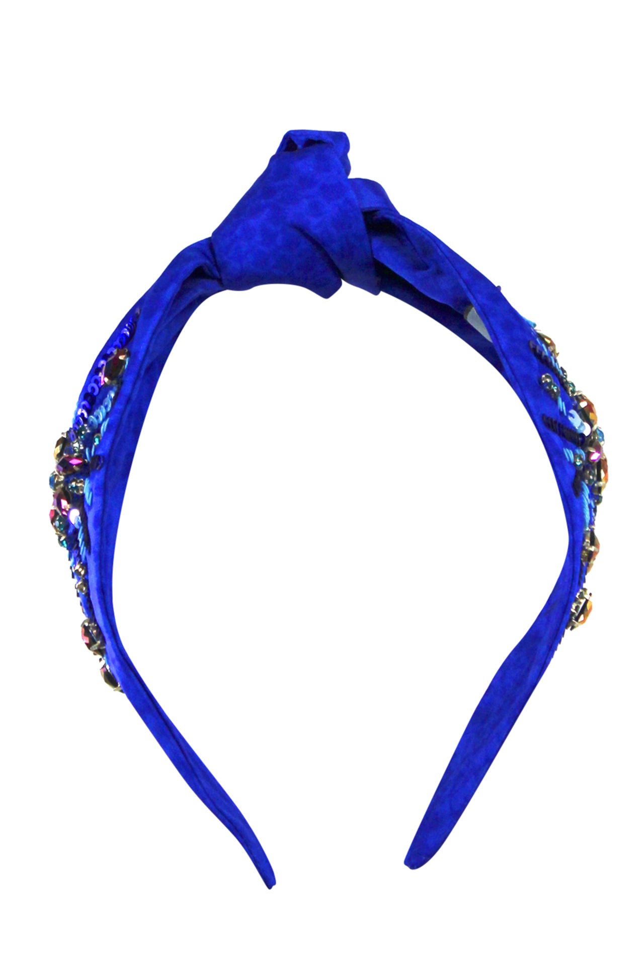 Silk Blend Hand Beaded Headbands in Blue