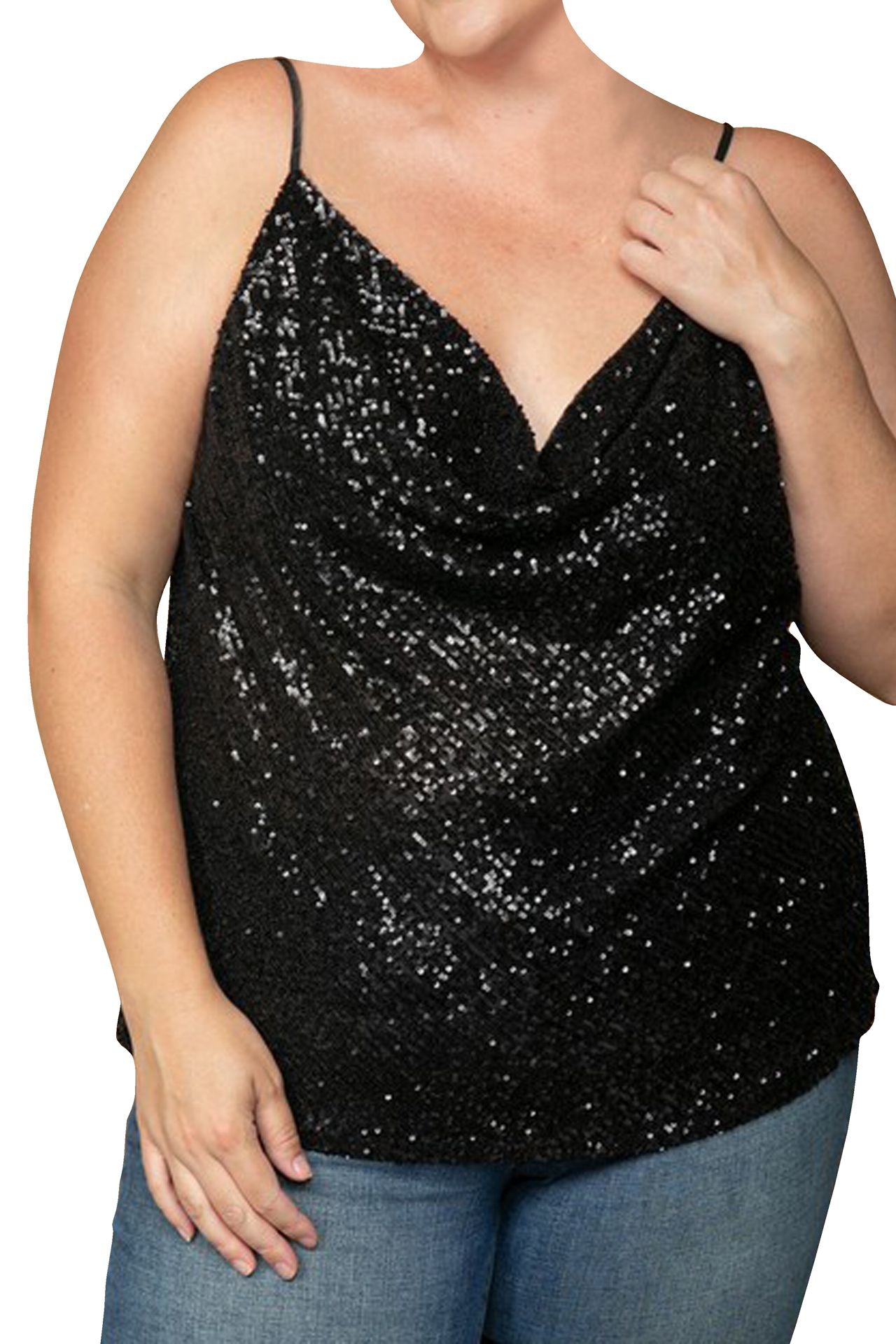 Top Plus Less Designer Plus Size Sequin Tops | Sequin Camisole Top | Kyle X Shahida ...