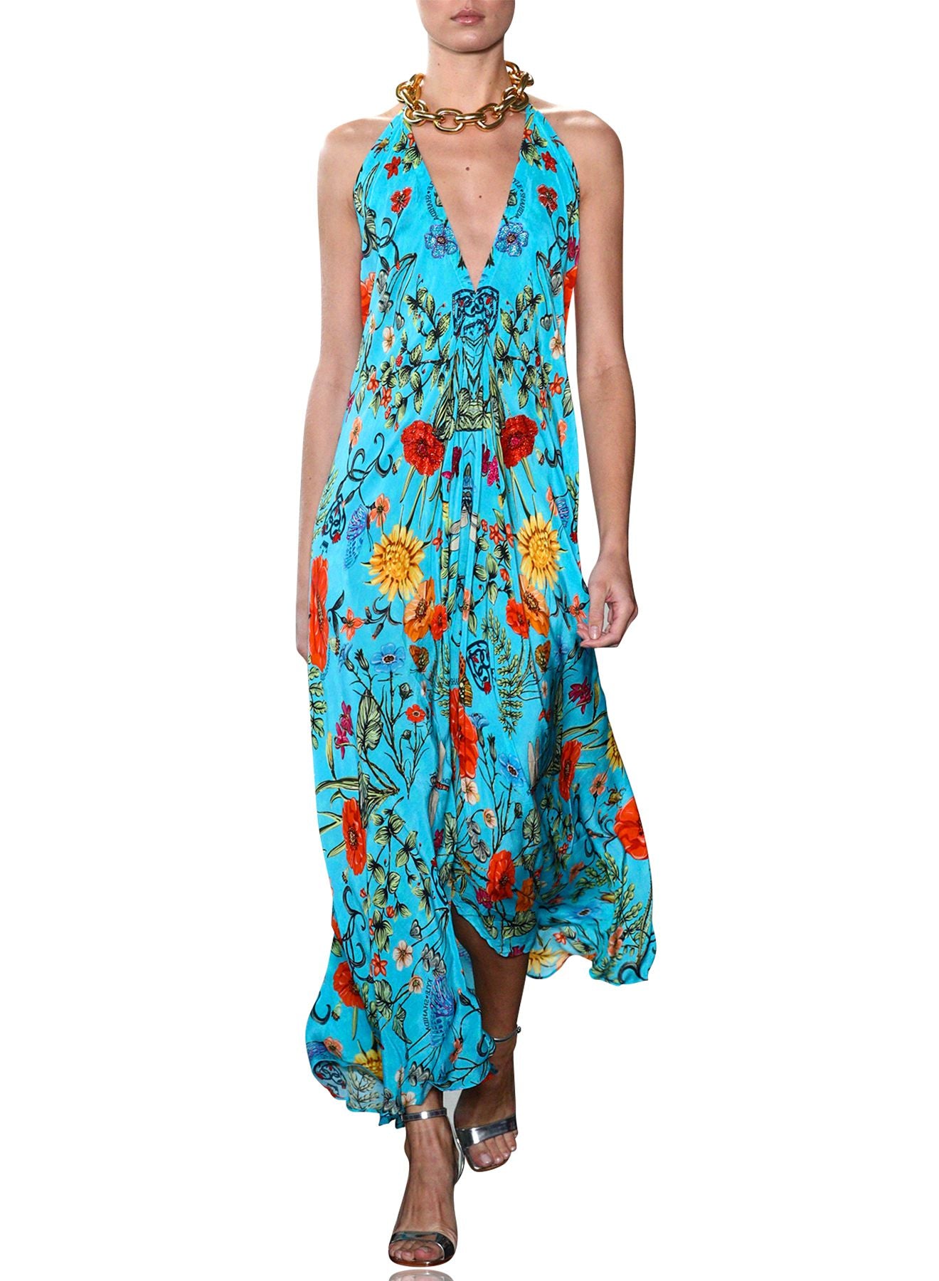 As seen on KUWTK Exclusive E! Fayeresnick Aqua blue floral print Dress