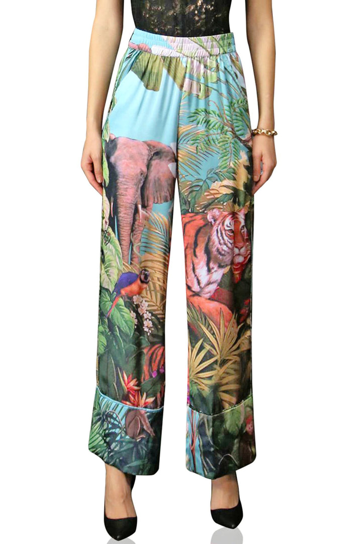 designer printed pants, dark forest pants, shahida parides, luxury womens trousers, kyle x shahida, straight leg pants, chic womenswear