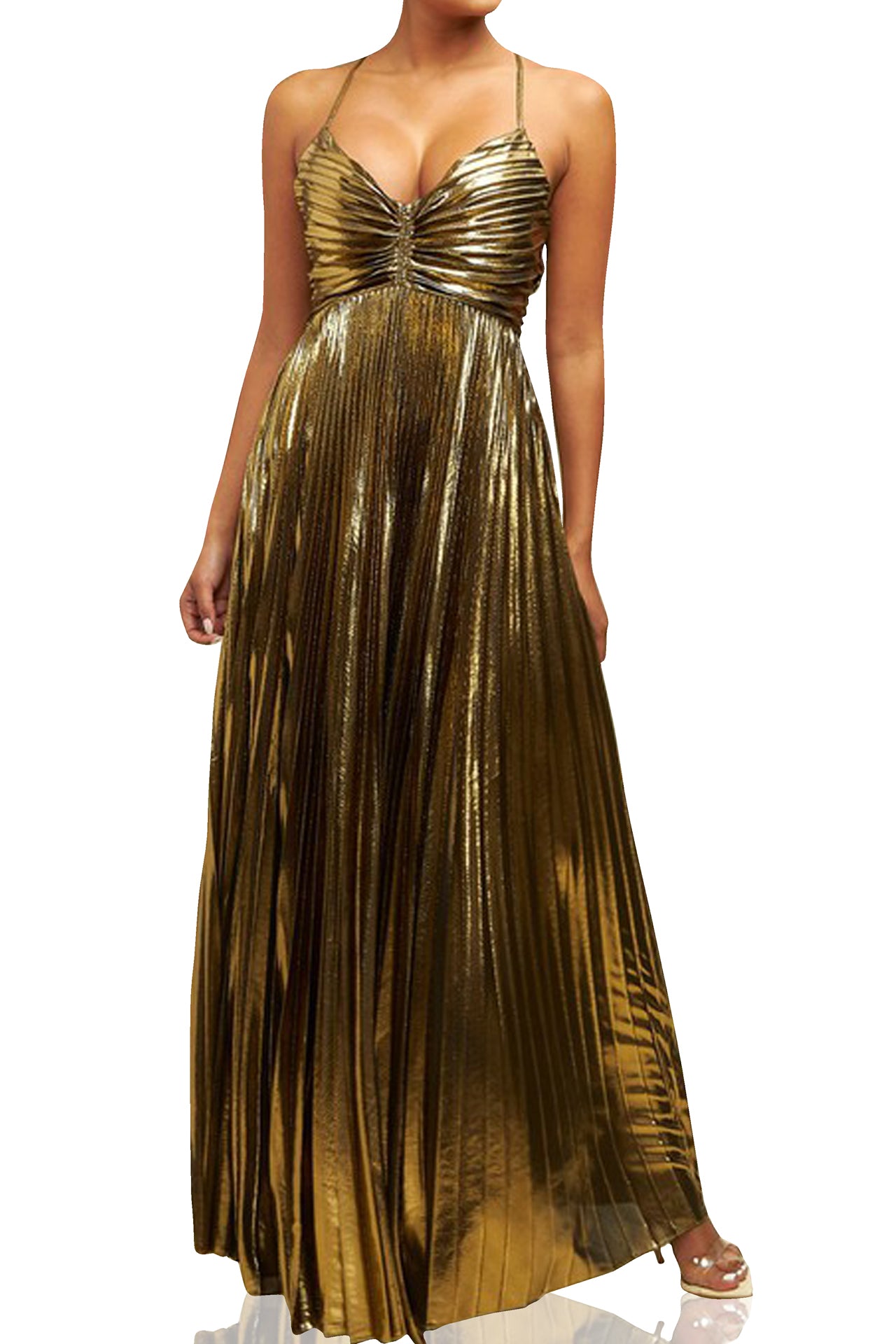 Kyle x Shahida Navy Satin Partywear Maxi Dress