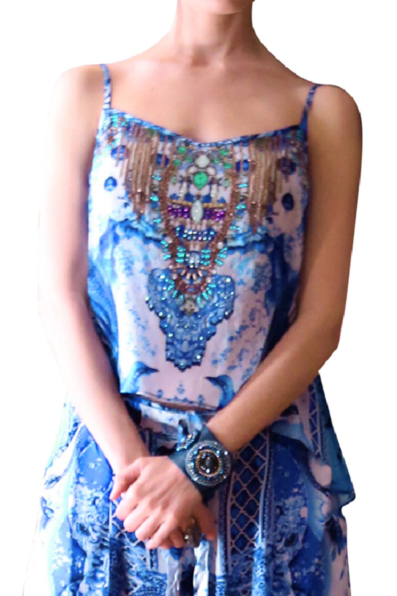 Sophia Silk Cami Top in Blue