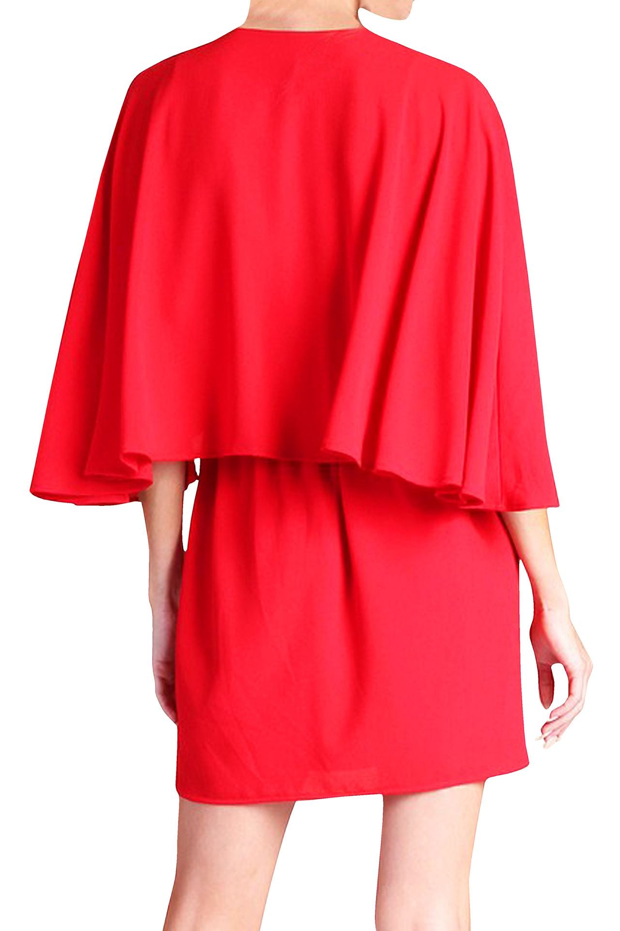 Red Half Sleeve Short Dress