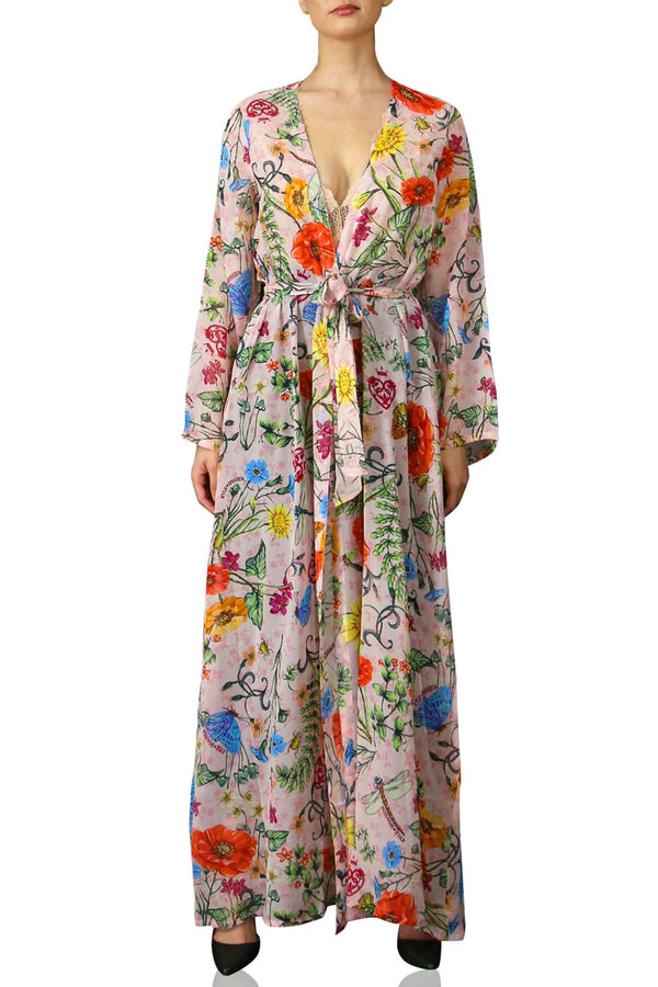 long sleeve, tie front, flowy maxi, vibrant dress, resort chic, soft pastels, evening style, shahida-kyle-richards