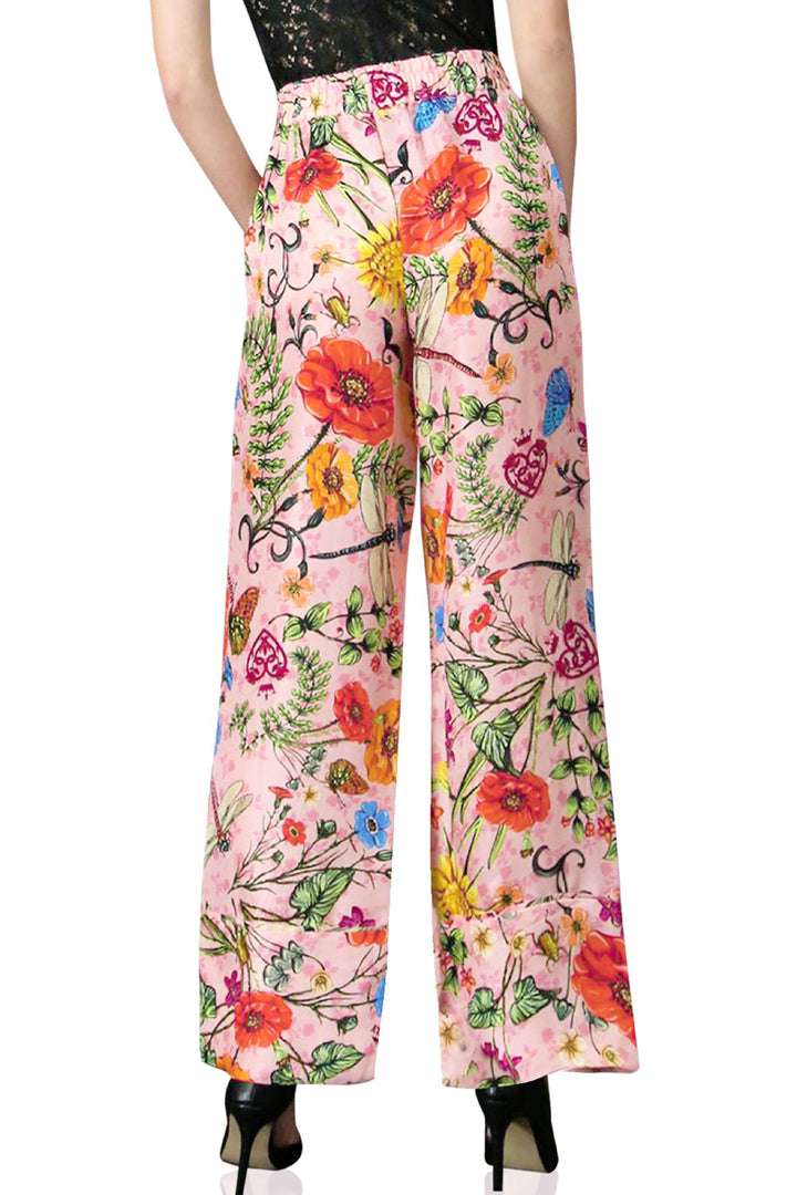 luxury bloom print, feminine chic style, modern city outfit, stylish floral bottoms, bold fashion wear