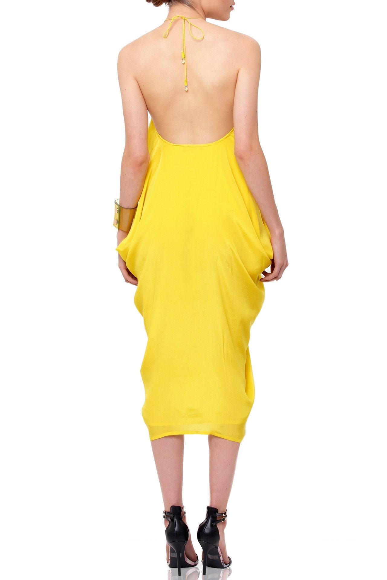 yellow short caftan dress