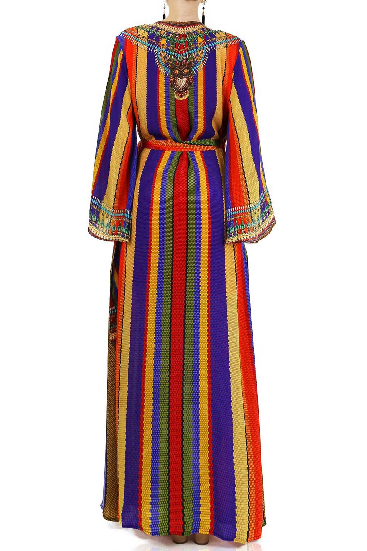 As Seen on Kyle Richards Rainbow Stripe Print Wrap Dress