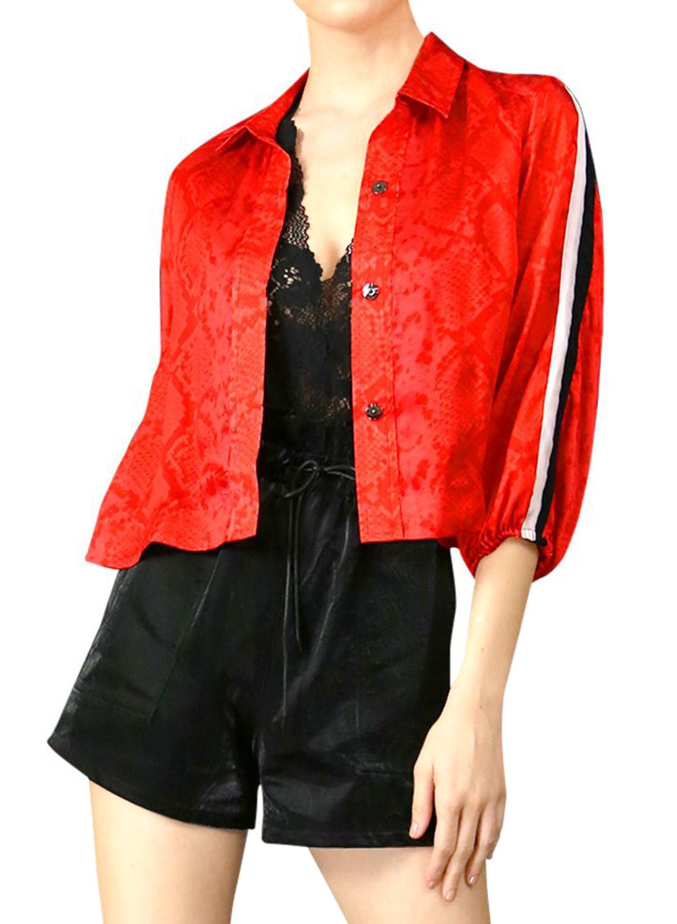Kyle Cropped Jacket in Red
