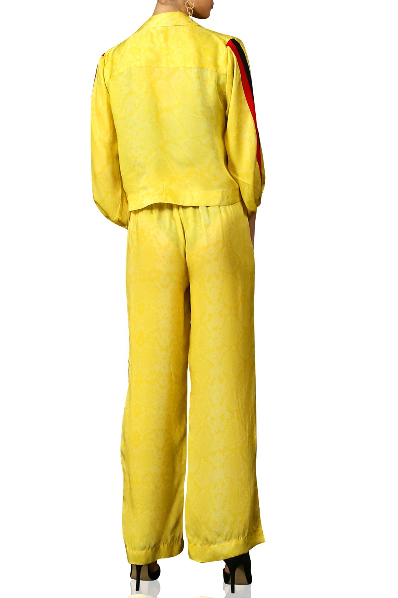 Kyle Matching Set in Yellow Track Suit Cropped Jacket with Pant