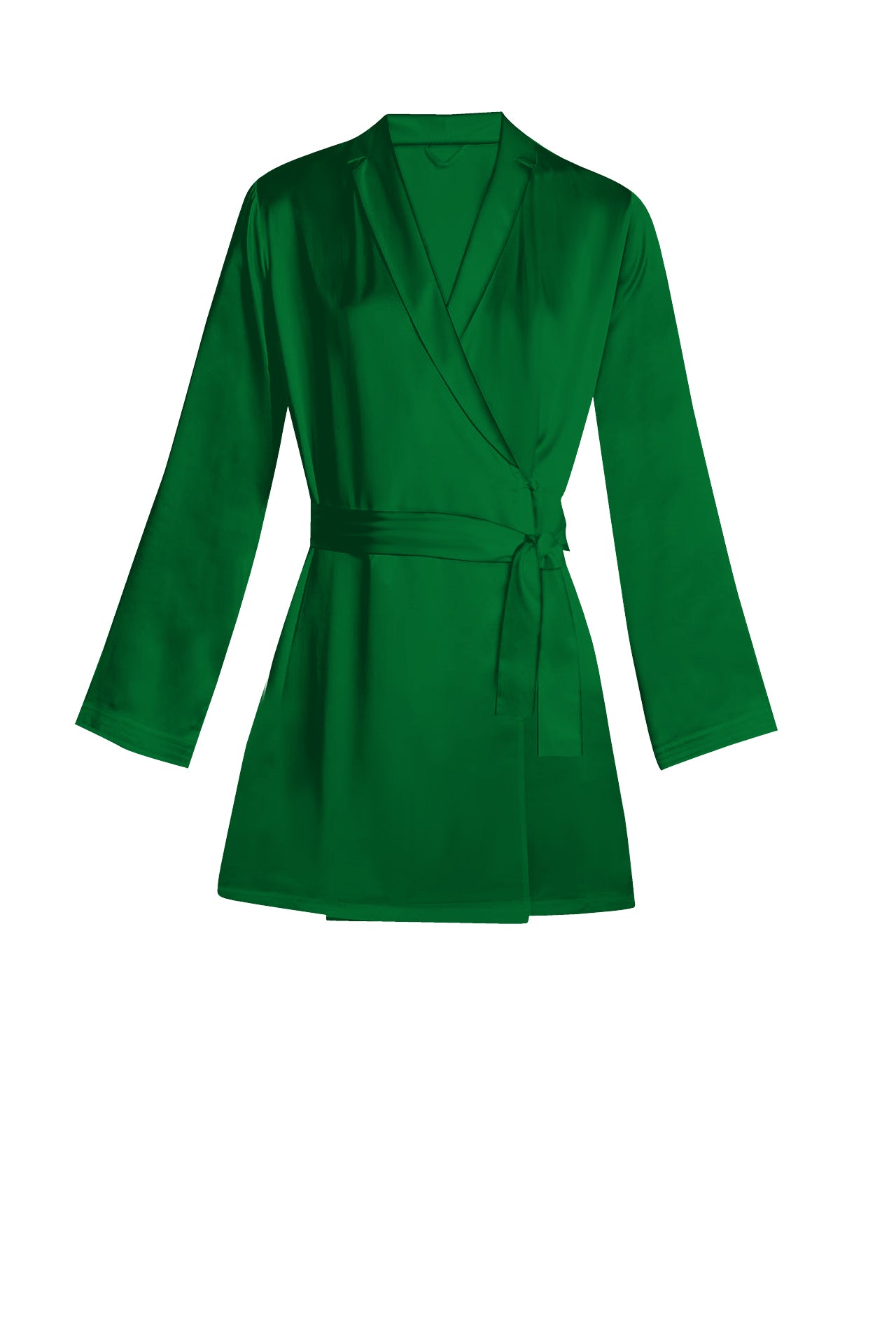 Short Length Wrap Dress Made with Cupro in Green