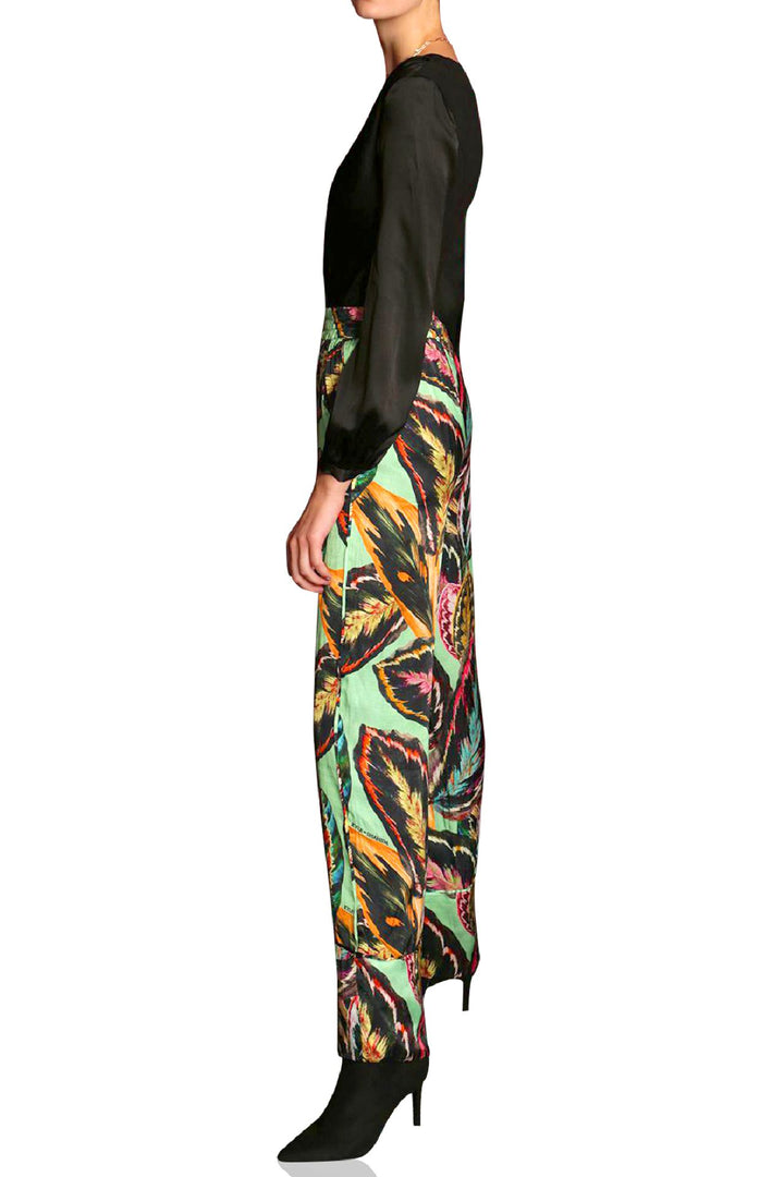 botanical trousers, patterned wide leg, flowy straight pants, soft fabric pants, chic print bottom