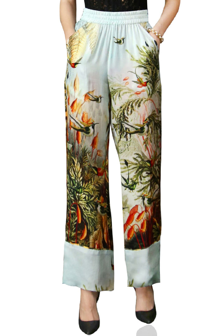 earthy tone pants, lightweight silk leg, resort wear trousers, elegant nature pant, shahida-kyle-richards