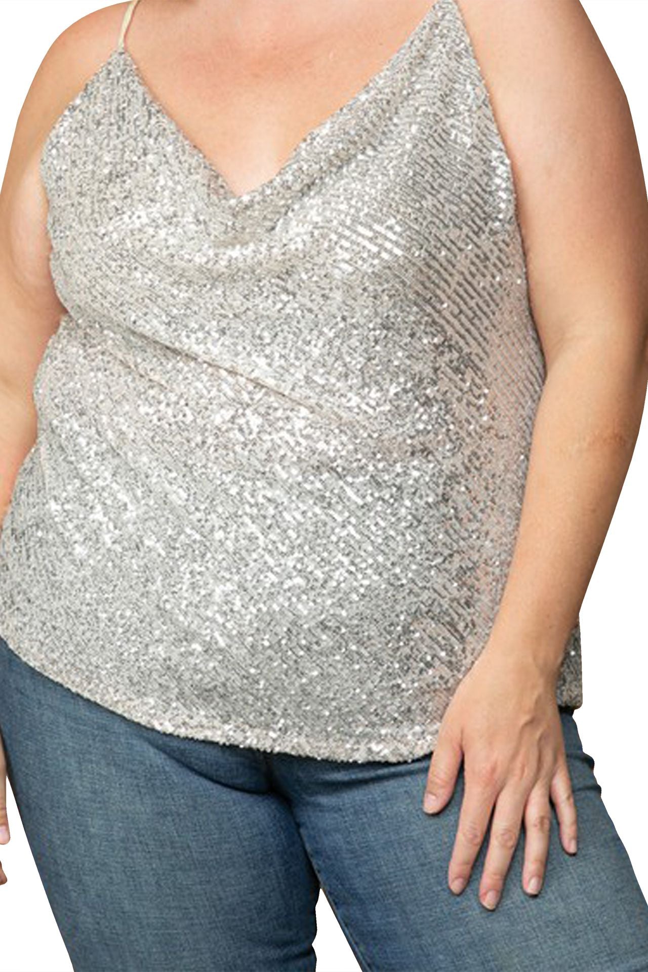 Buy Silver Sequins Tops Online - Silver sparkly Tops - Glitter Tops ...