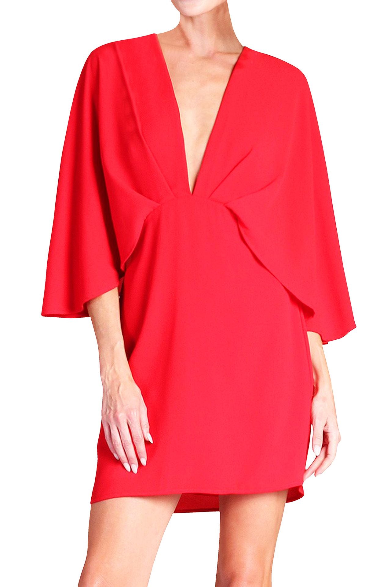 Red Half Sleeve Short Dress