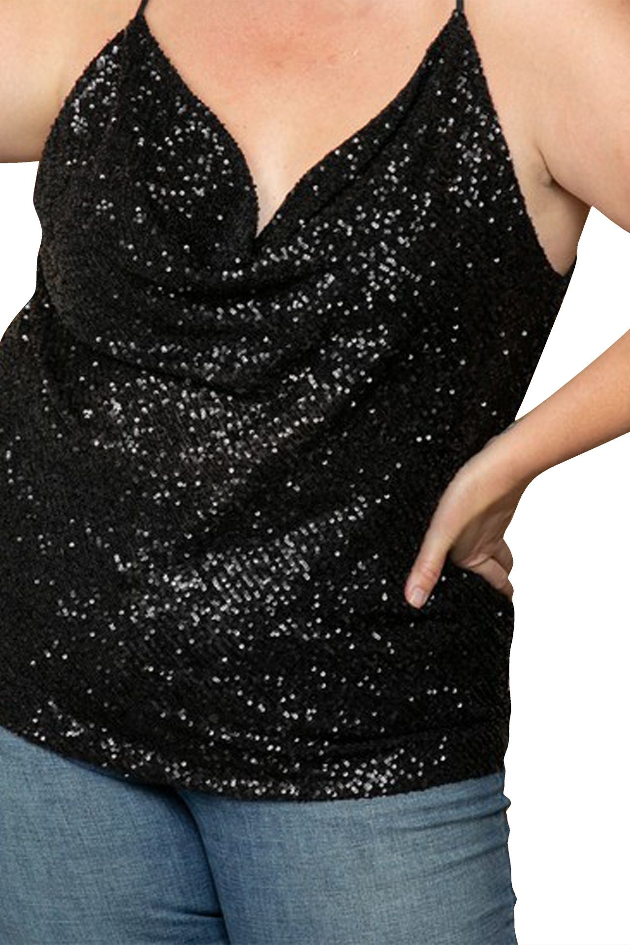 "Kyle X Shahida" "sequin tops for women" "plus size sequin tops evening wear" "sequin cami top" "shimmer top womens"