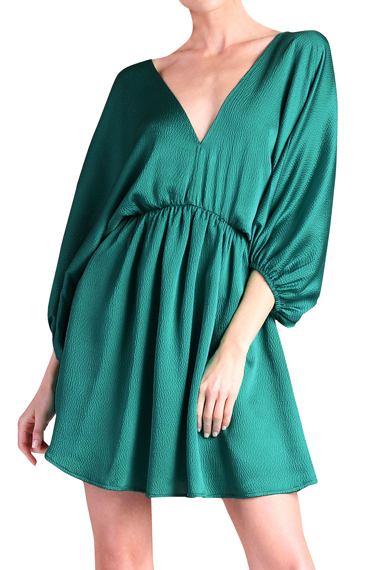 Green Half Sleeve Short Dress